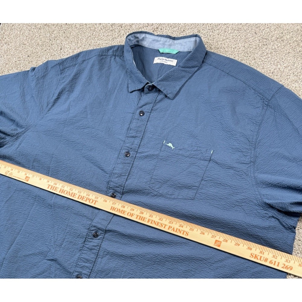 Tommy Bahama Nova Wave Mens Seersucker Shirt Blue Button Short Sleeve Big 4XLB - Picture 7 of 8